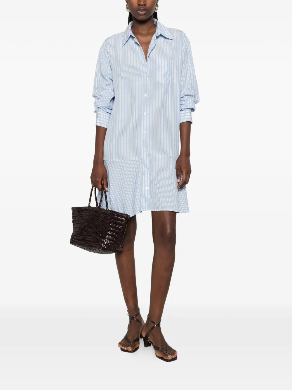 Gant mini-jurk met verlaagde taille en verticale streep Blauw