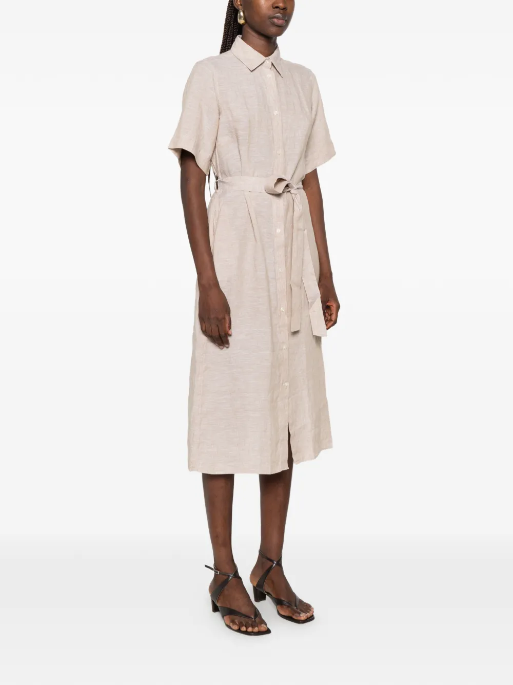Gant Button-down midi-jurk met ceintuur Beige