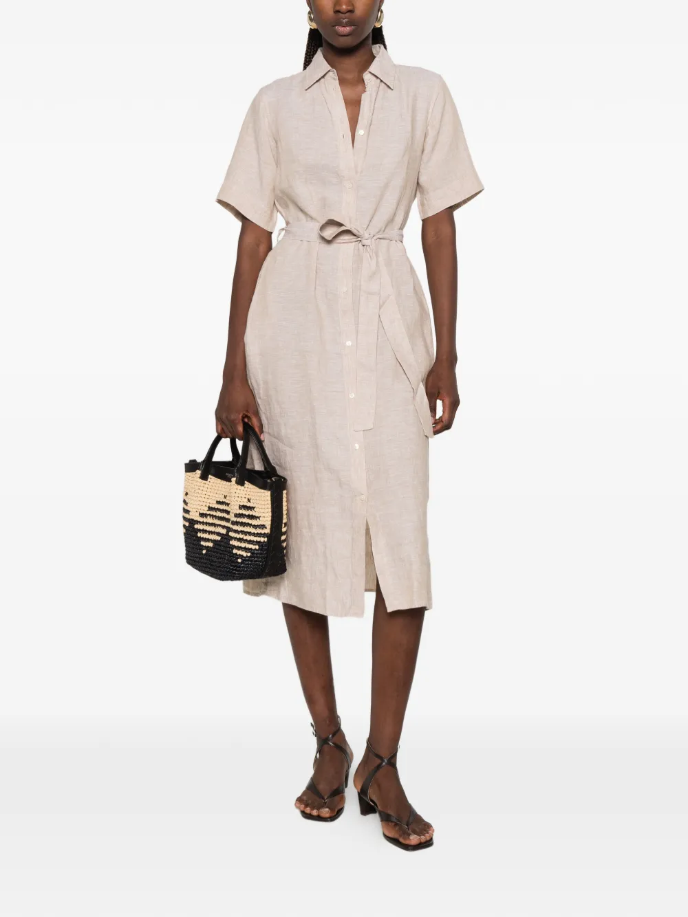 Gant Button-down midi-jurk met ceintuur Beige