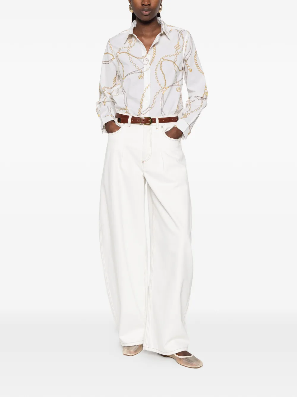 Gant Blouse met kettingprint Wit
