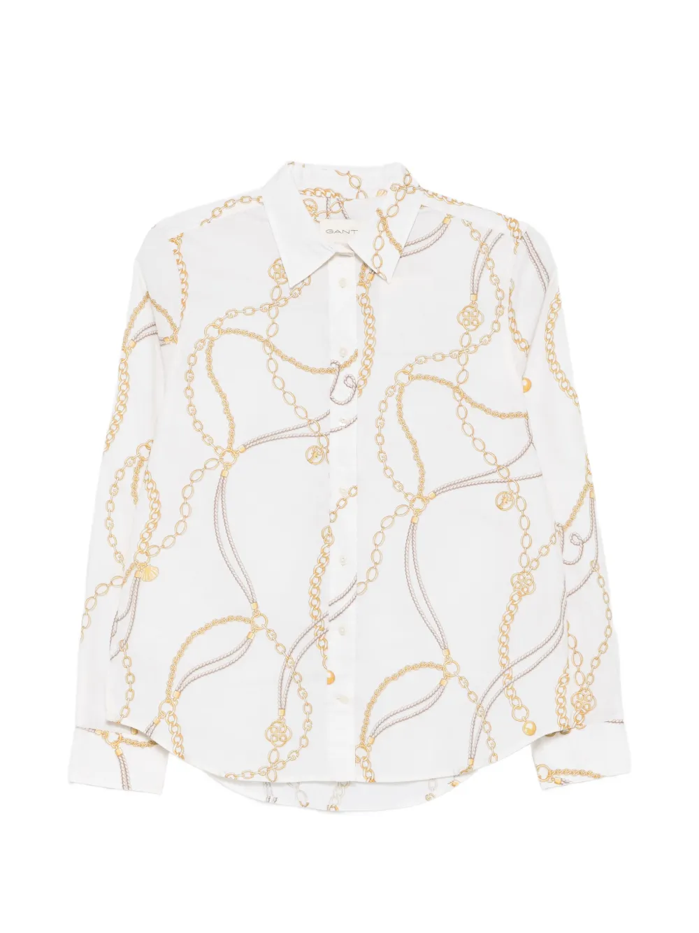 Gant chain-print long-sleeve shirt - Bianco