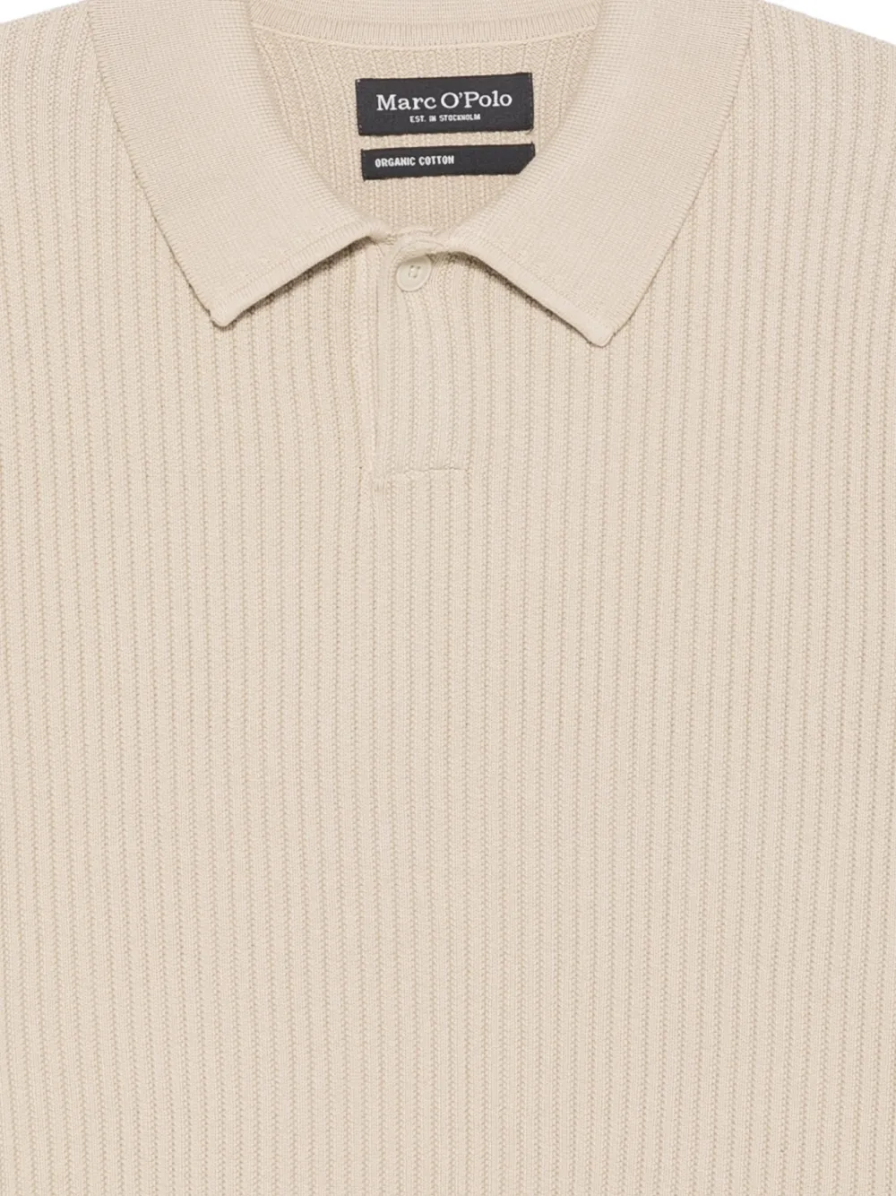 Marc O'Polo Ribgebreid poloshirt Beige