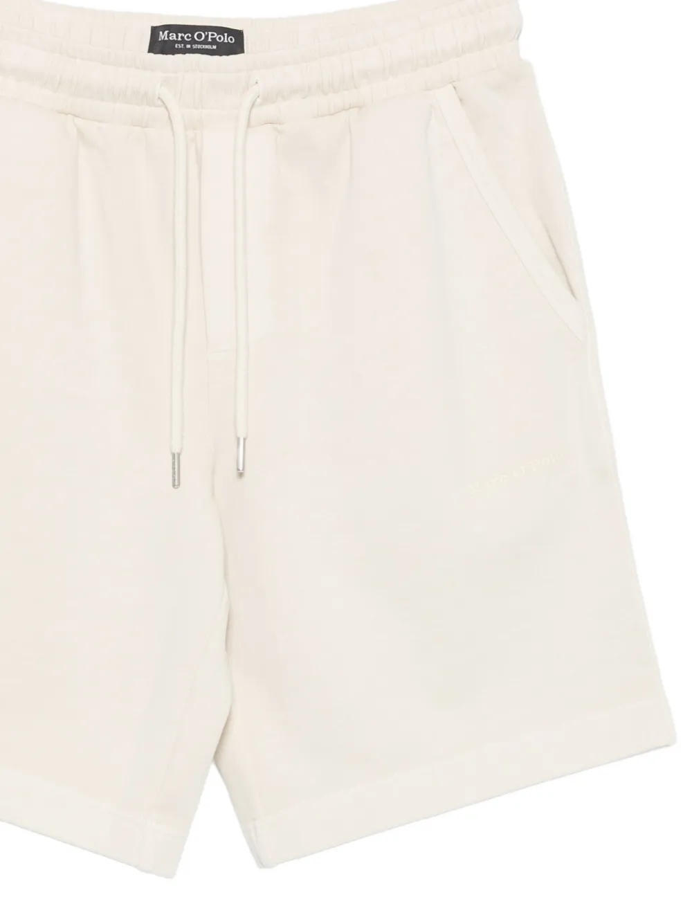 Marc O'Polo Shorts met trekkoordtaille en logoprint Beige