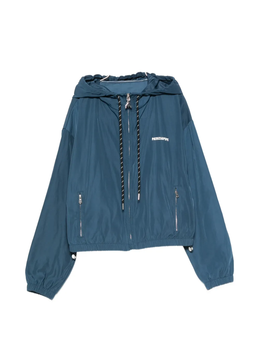 Patrizia Pepe logo-print hooded jacket - Blau