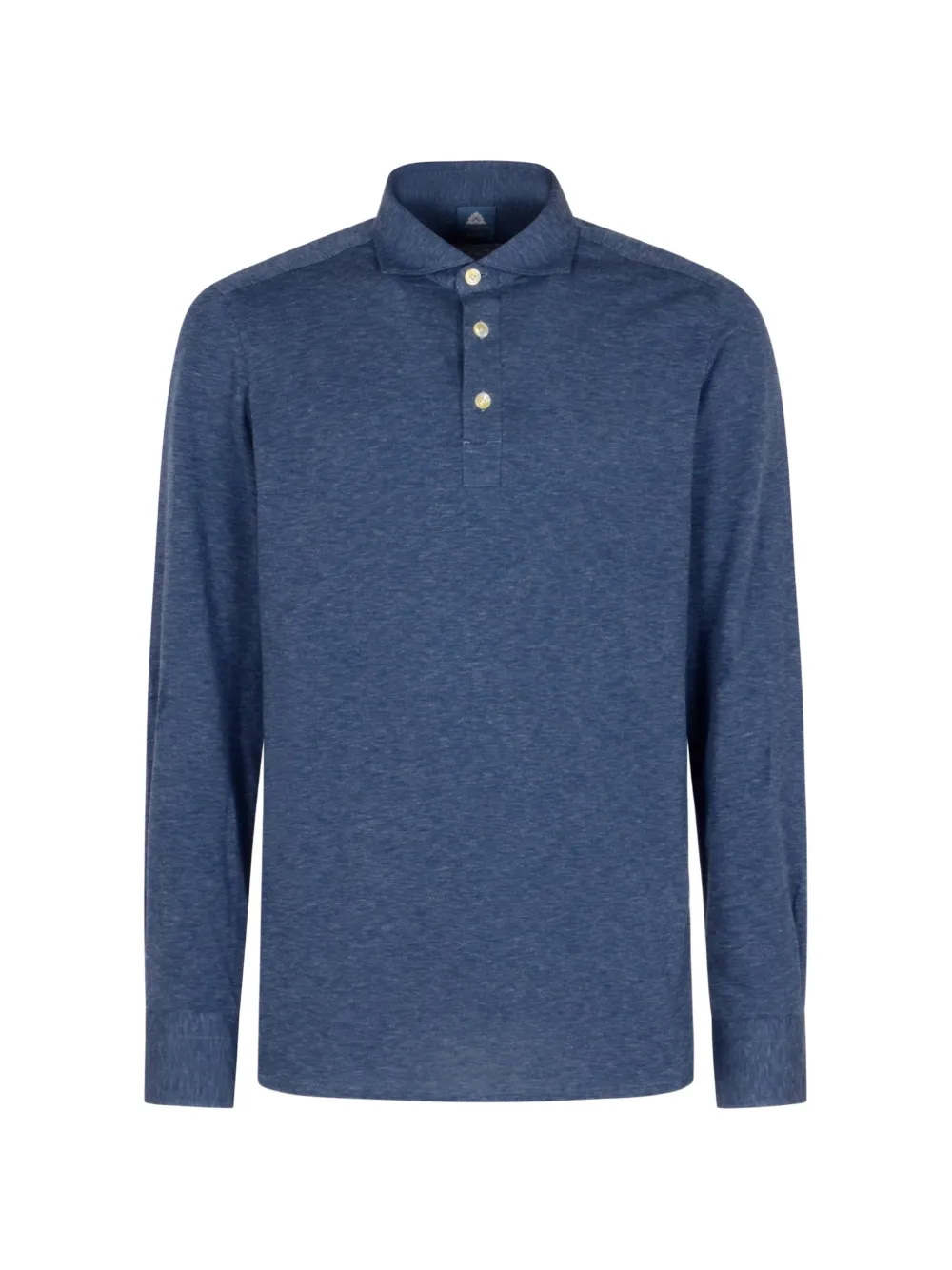 Finamore 1925 Napoli mélange-effect long-sleeve polo shirt | Blue | Image 1