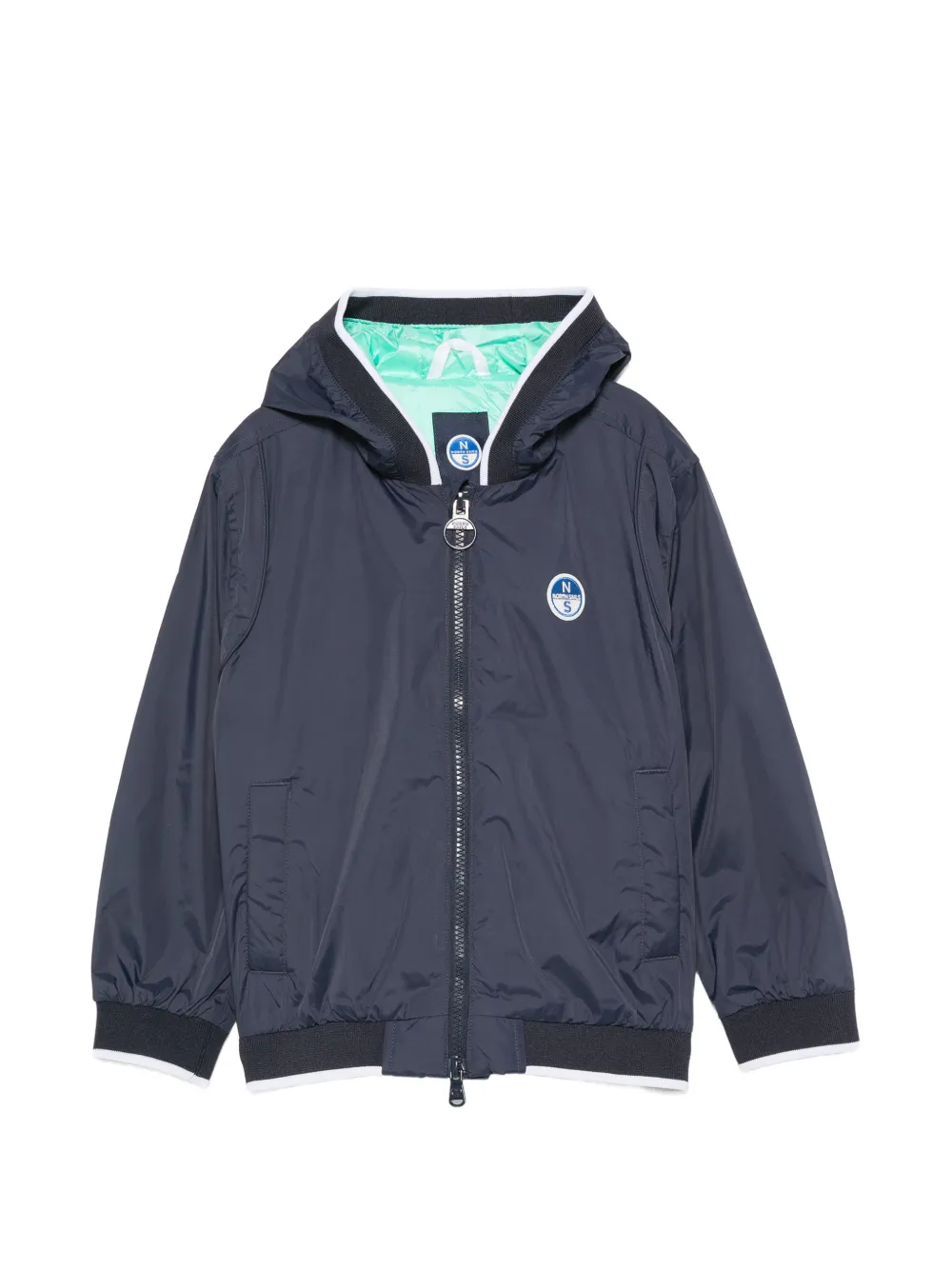 North Sails Kids logo-patch hooded jacket - Blu