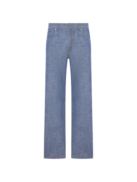 FENDI logo-patch straight-leg trousers