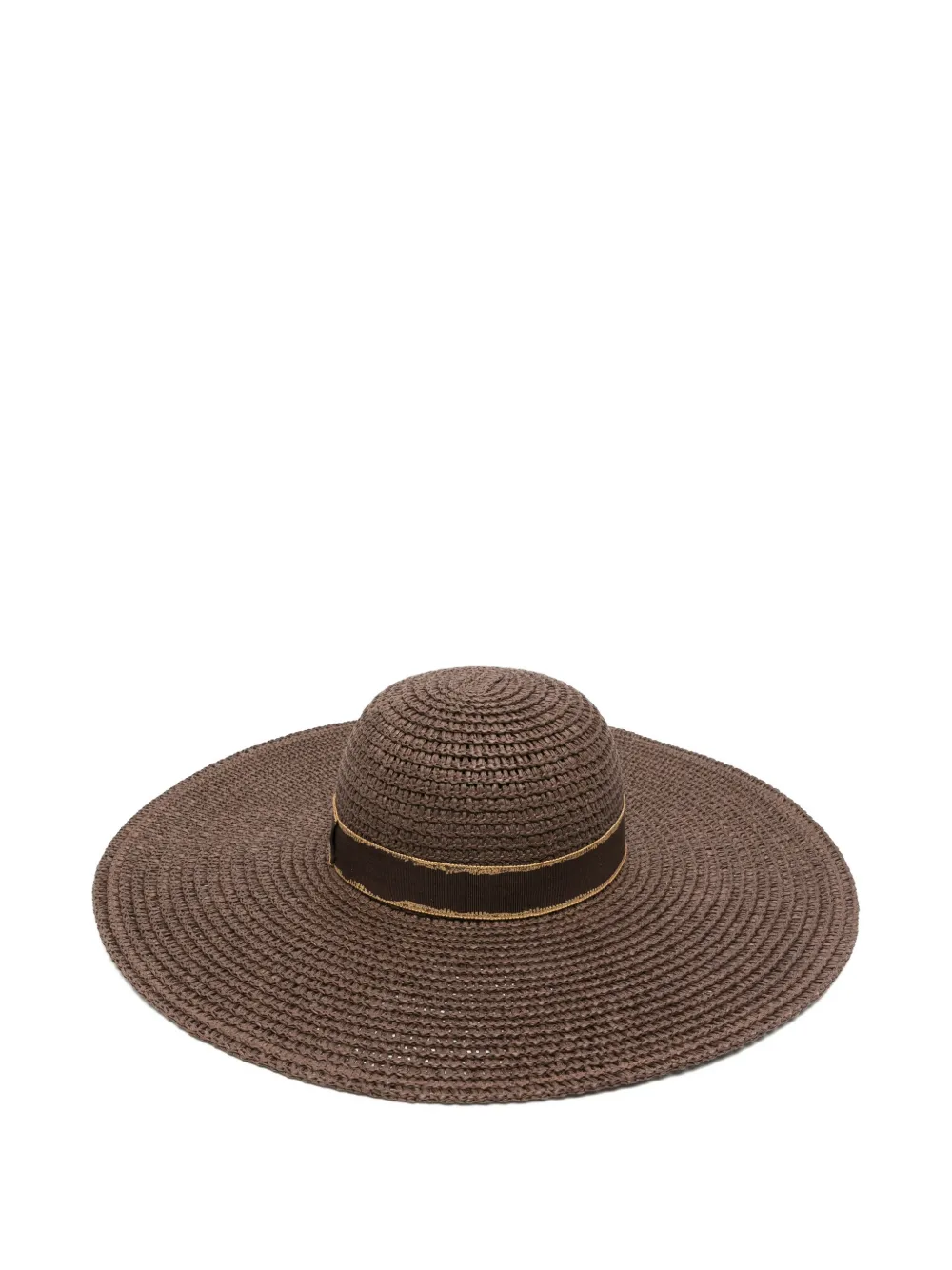 Borsalino wide-brim woven sun hat - Marrone
