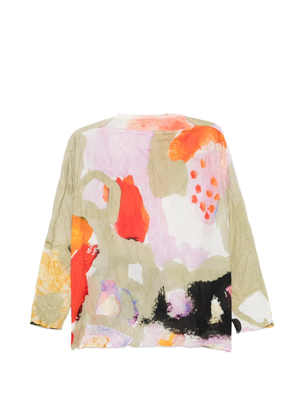 Daniela Gregis abstract-print crinkled blouse - Verde