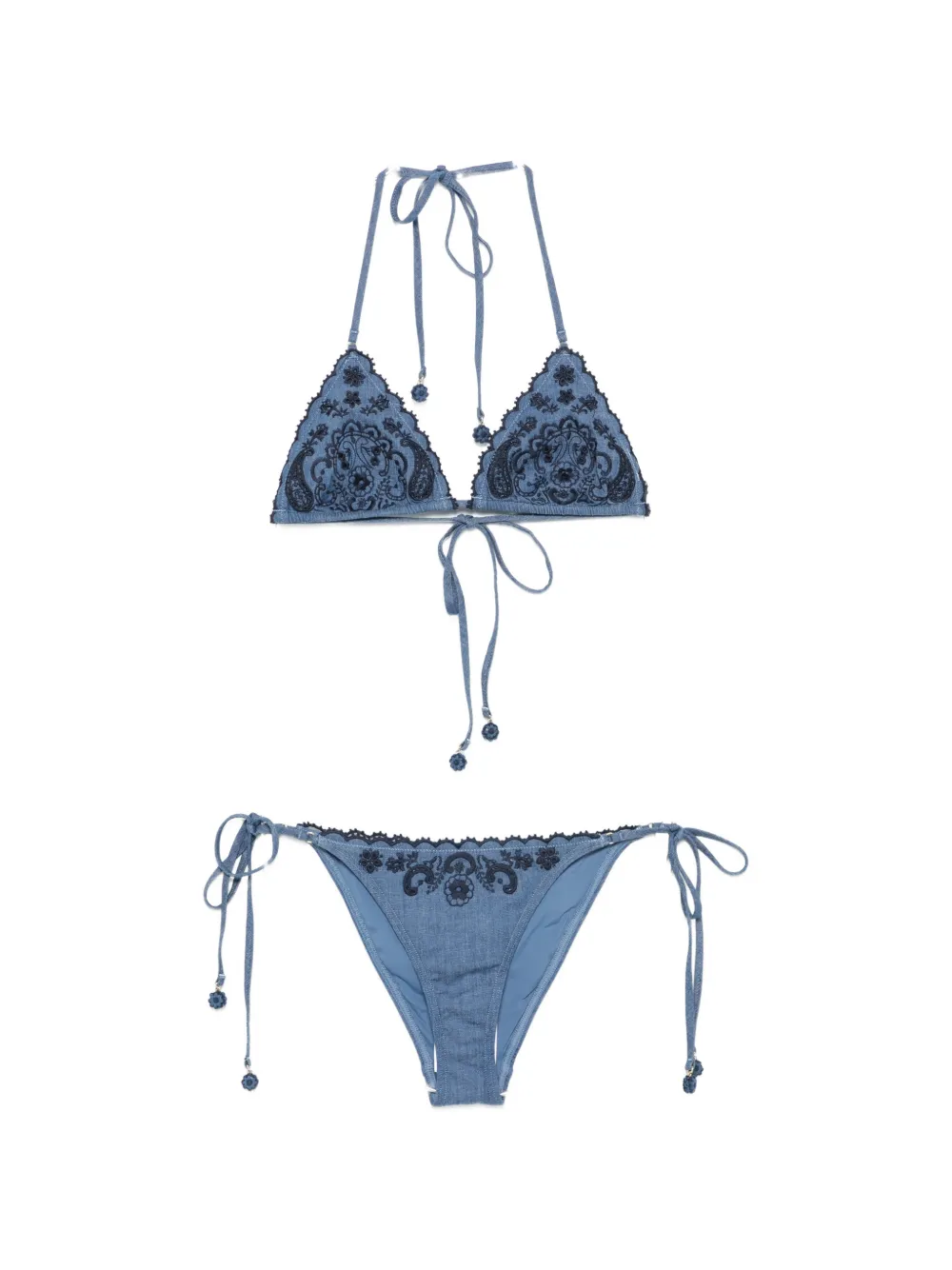 ZIMMERMANN embroidered paisley-pattern bikini - Blau