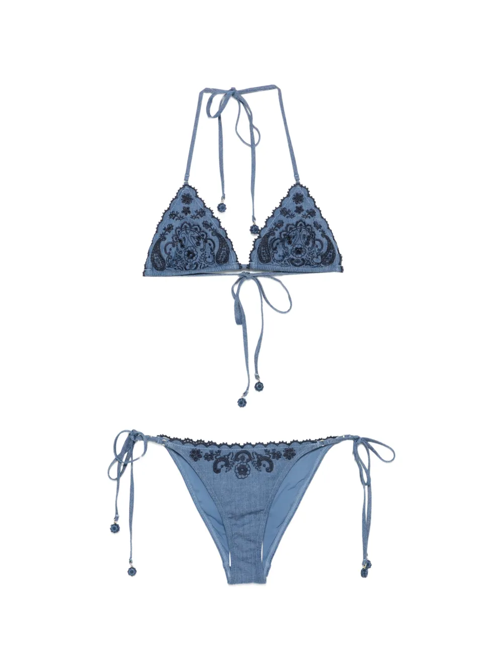 ZIMMERMANN embroidered paisley-pattern bikini - Blu