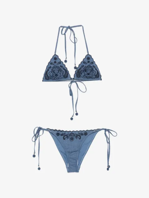ZIMMERMANN embroidered scalloped-edge bikini