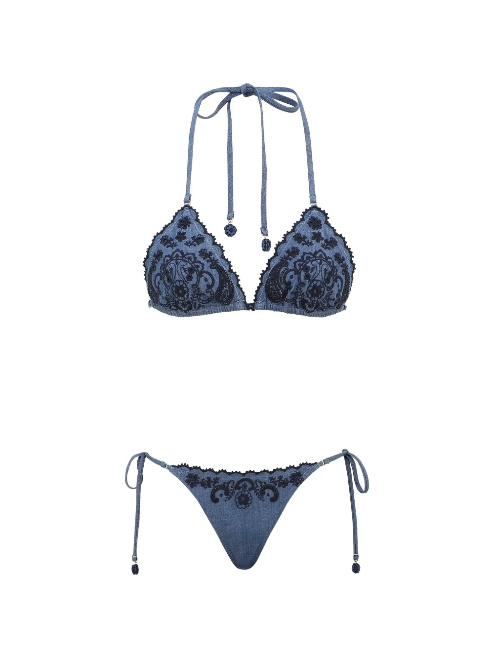 ZIMMERMANN Bikini met geborduurd paisley-patroon Blauw