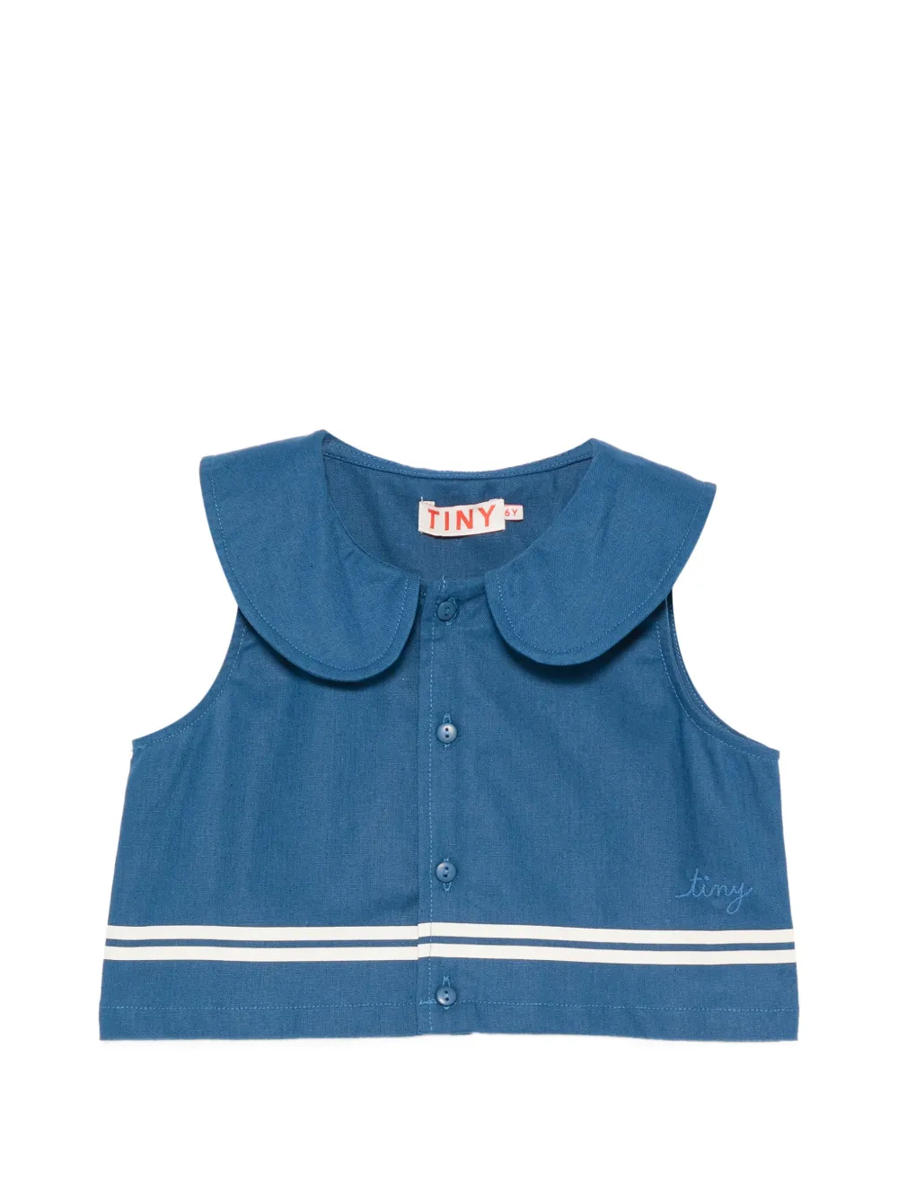 Tiny Cottons peter-pan collar striped-trim shirt - Blu