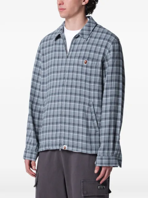 A BATHING APE® check zip-up shirt