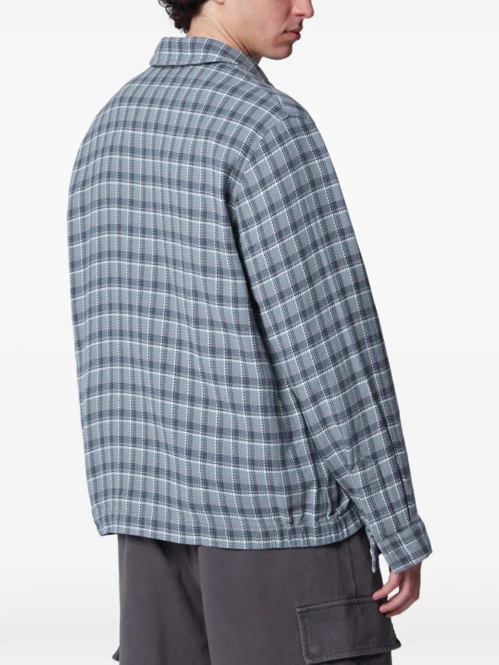 A BATHING APE Geruit overhemd met rits Blauw
