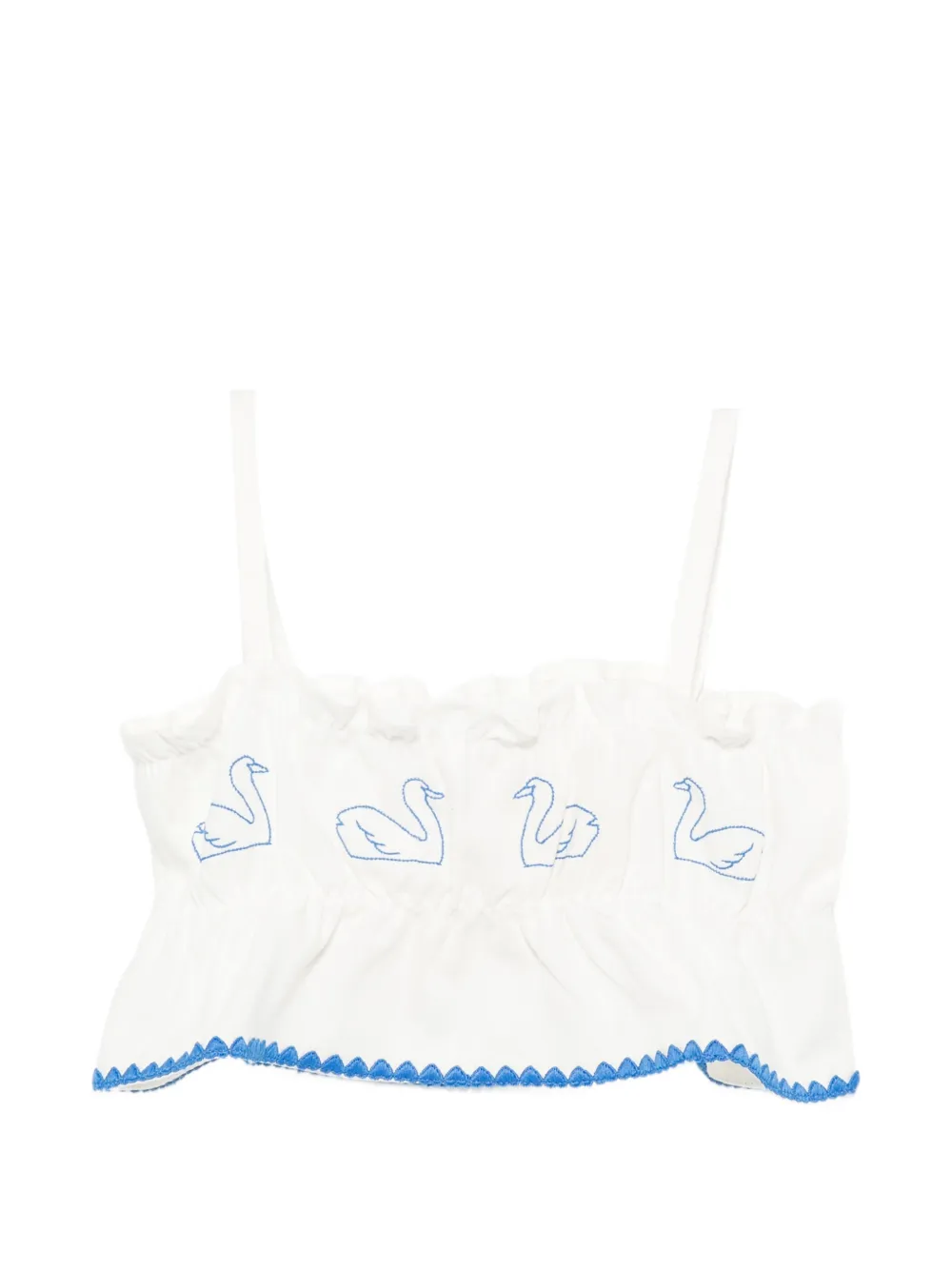 Tiny Cottons swan-embroidered ruffled top - Toni neutri