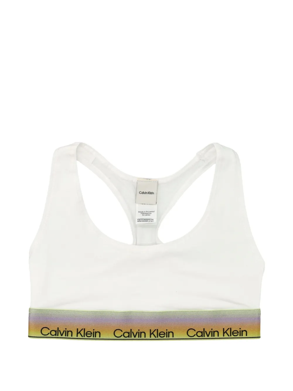 Calvin Klein rainbow-band logo-print bralette - Bianco