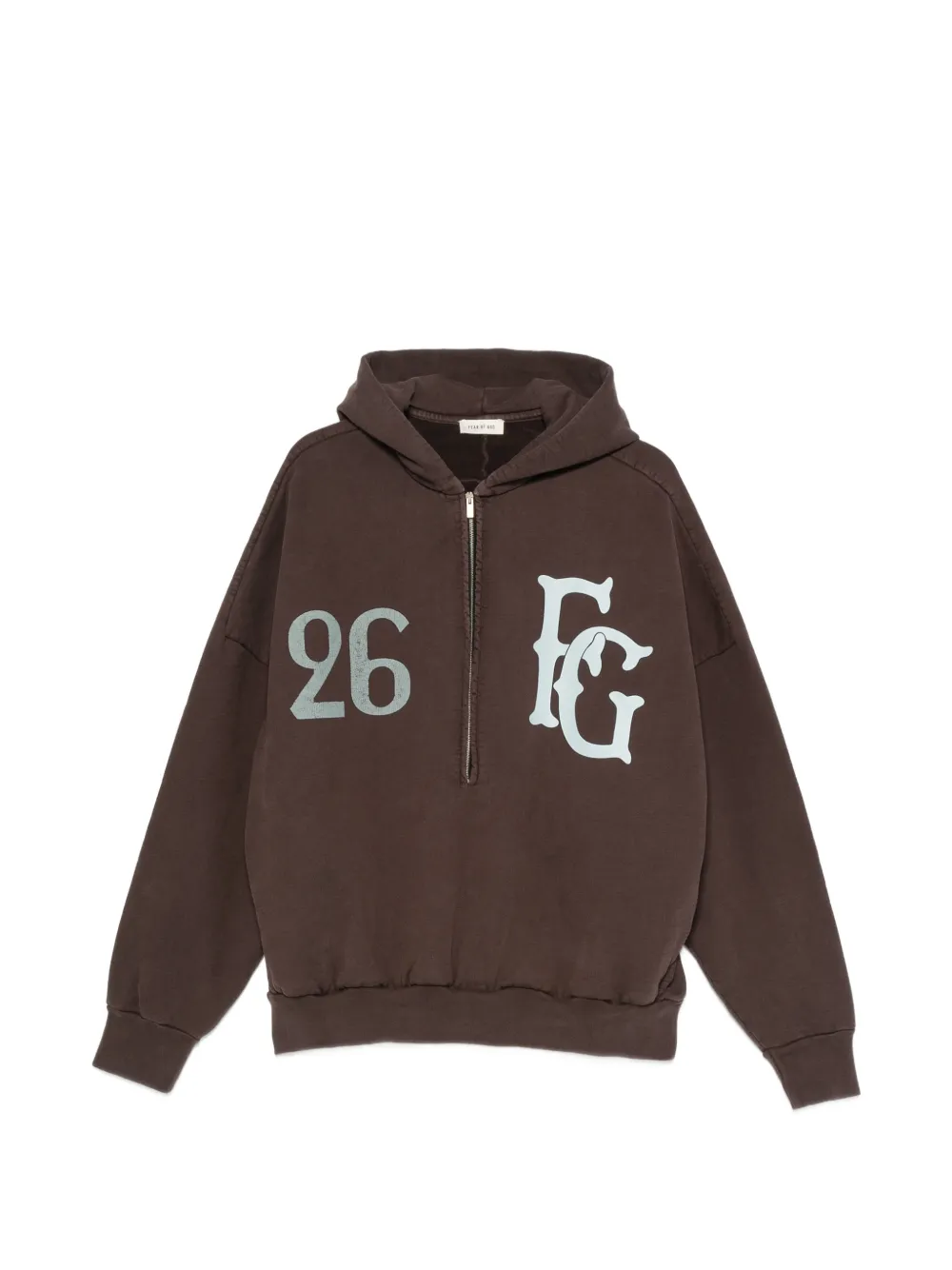 Fear Of God logo-print half-zip hoodie - Marrone