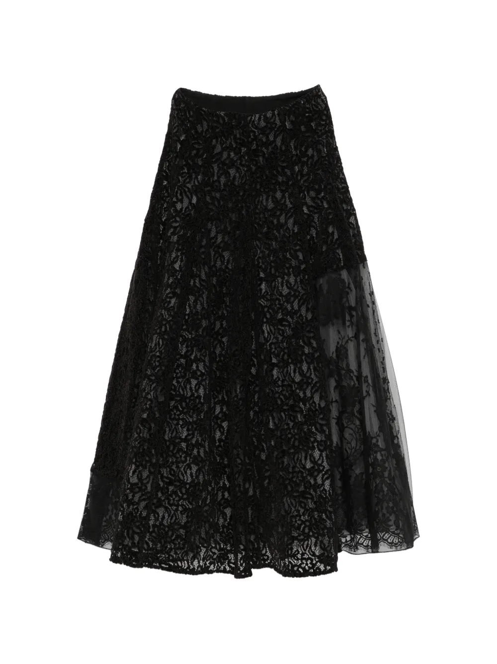 Quetsche lace-overlay flared maxi skirt - Nero