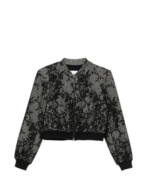 Quetsche houndstooth lace-overlay jacket