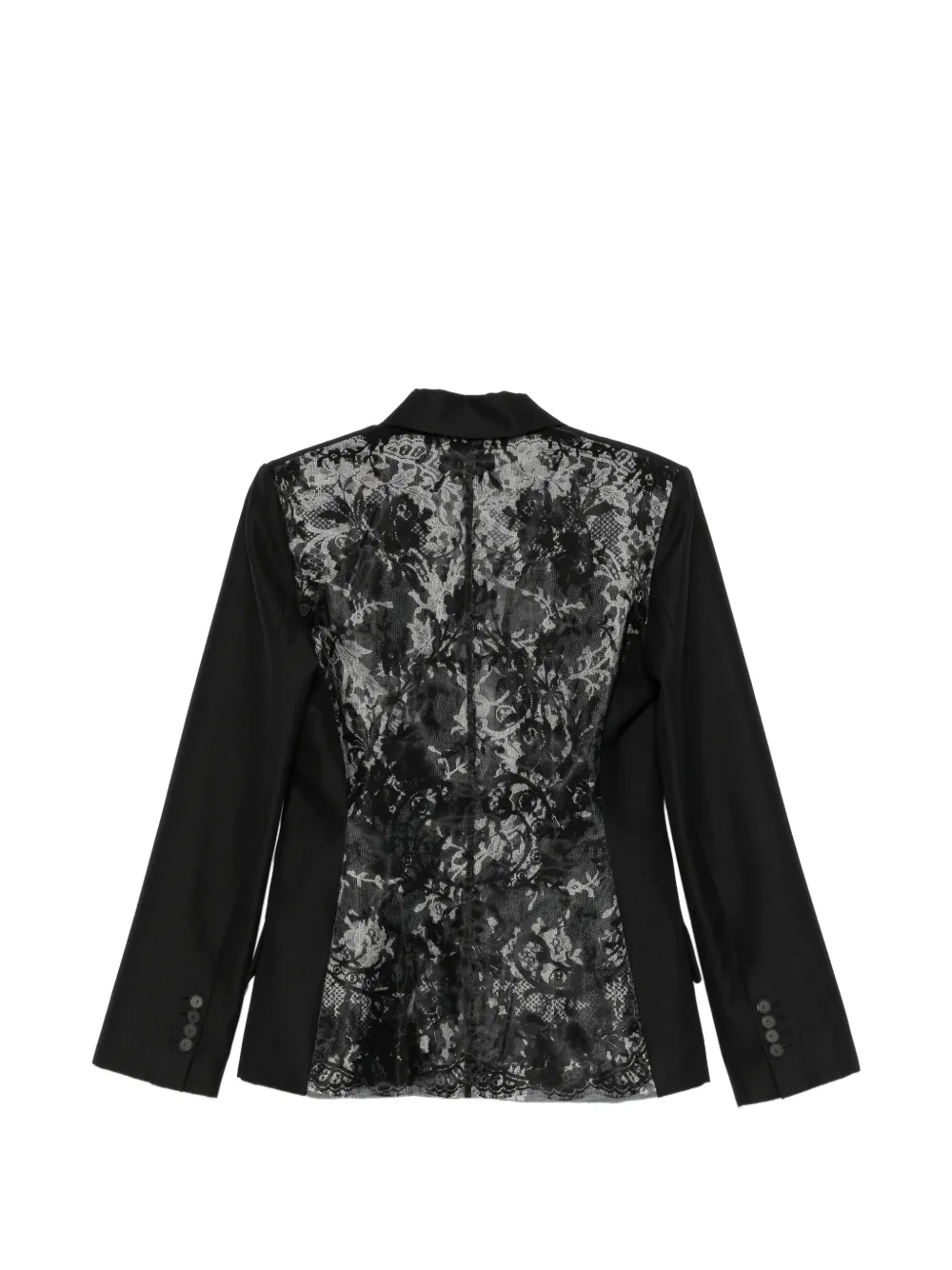  Quetsche Blazer Con Paneles De Encaje - Negro 