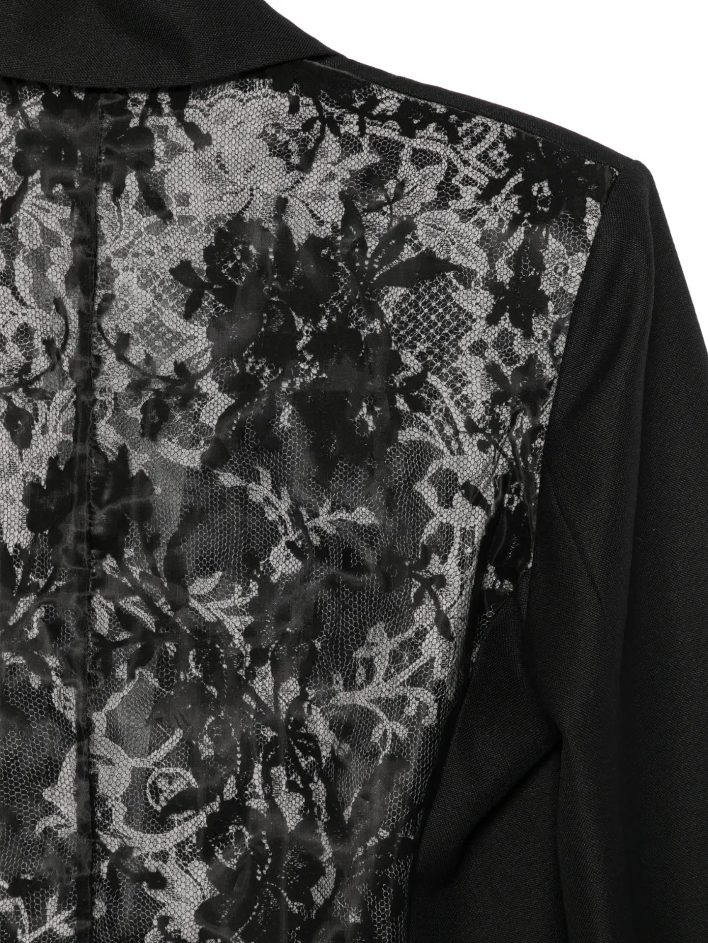  Quetsche Blazer Con Paneles De Encaje - Negro 