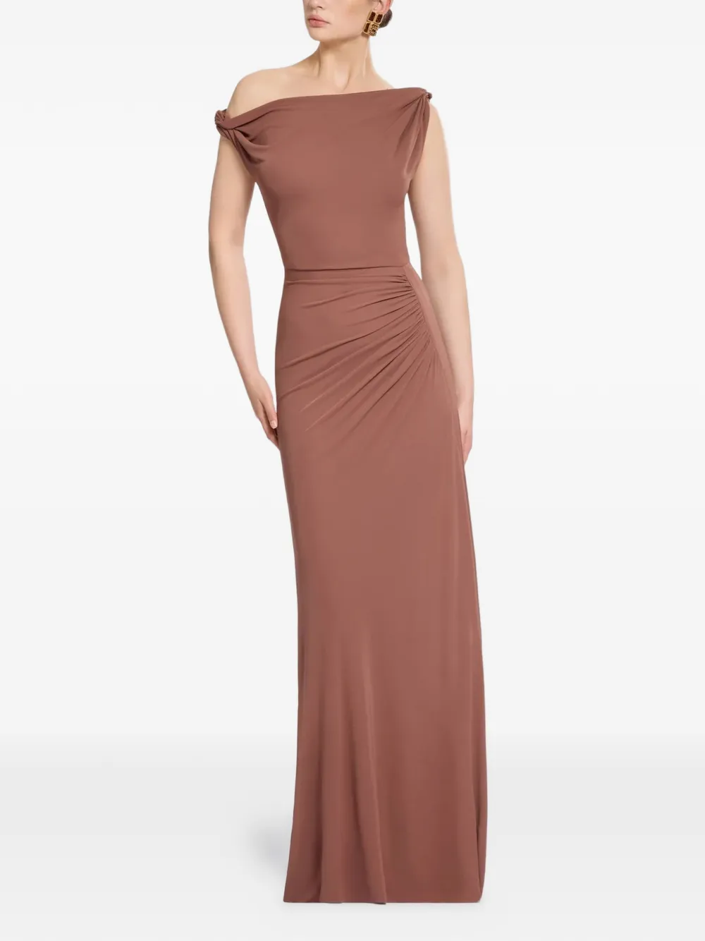 Elie Saab Maxi-jurk met ruches Bruin