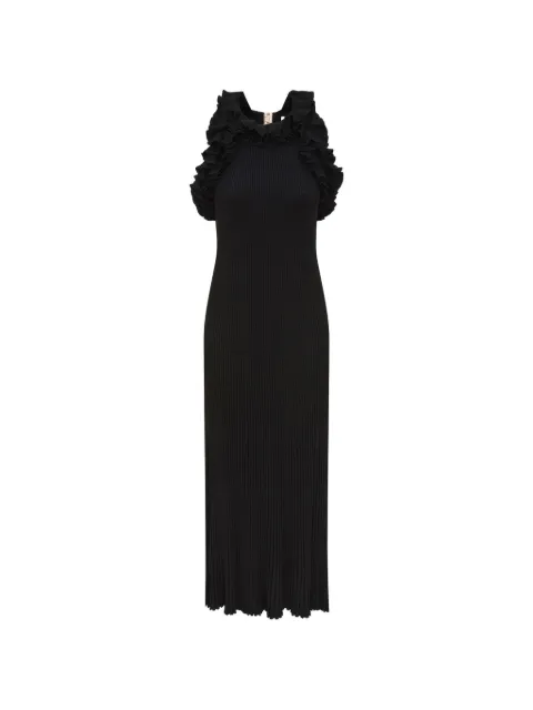 ZIMMERMANN Luna ruffle-trimmed ribbed-knit midi dress