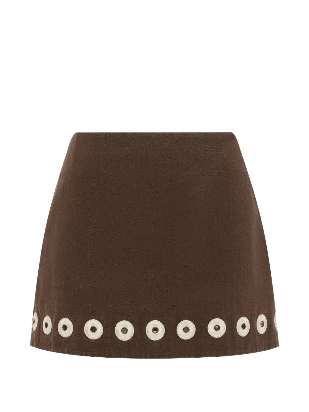 ALEMAIS Tobe eyelet-embellished denim mini skirt - Marrone