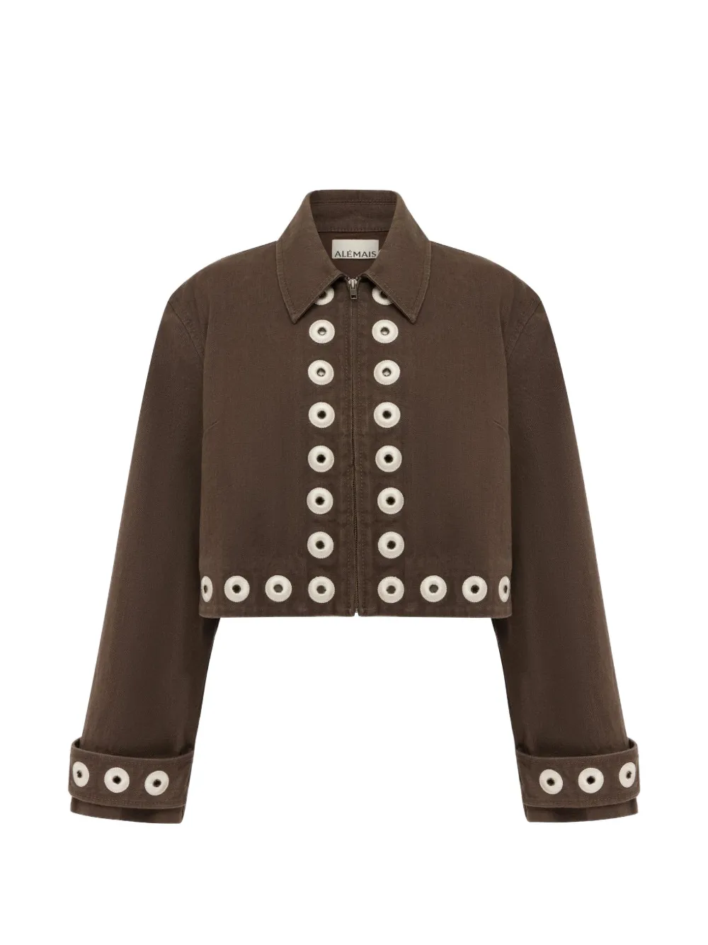 ALEMAIS Tobe eyelet-embellished cropped jacket - Brown