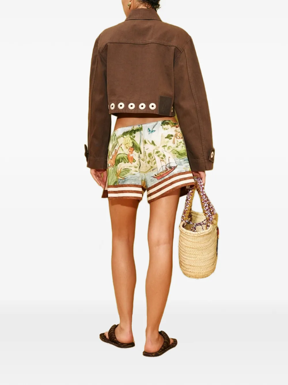 ALEMAIS Tobe cropped jack verfraaid met ringlets Bruin