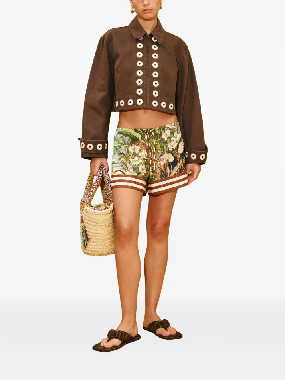 ALEMAIS Tobe cropped jack verfraaid met ringlets Bruin