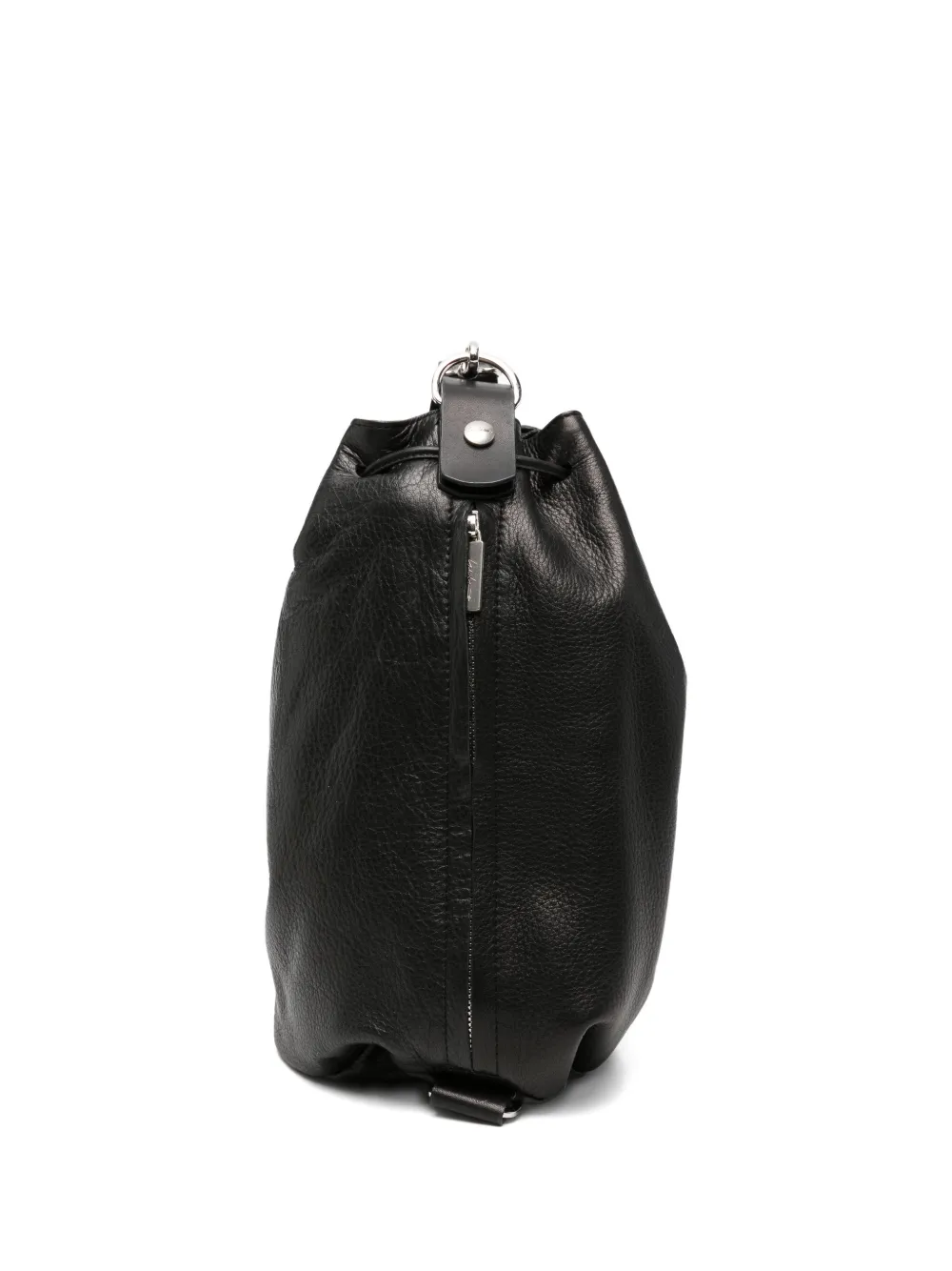Yohji Yamamoto drawstring grained leather tote bag - Nero