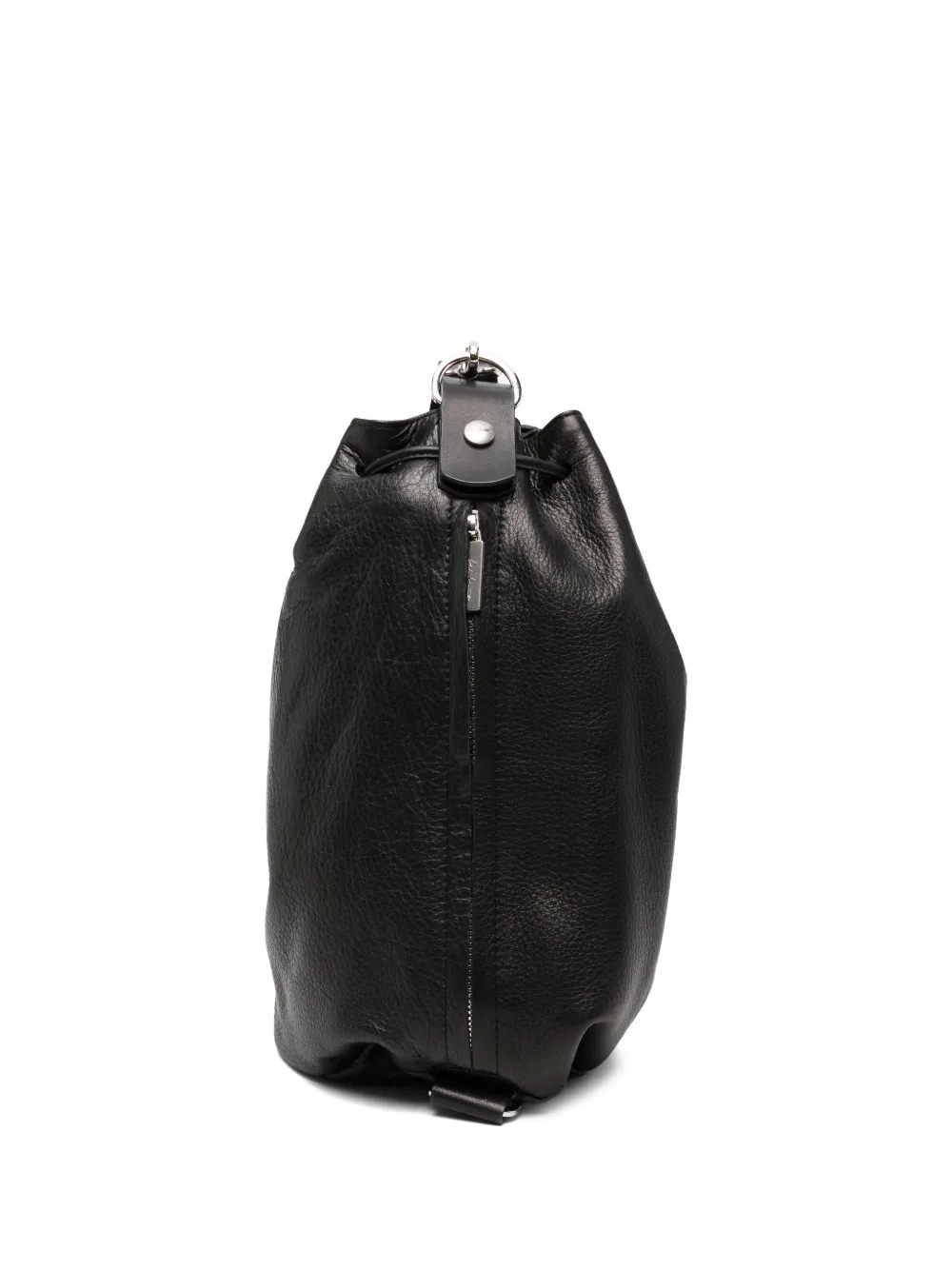 Yohji Yamamoto drawstring grained leather tote bag - Nero