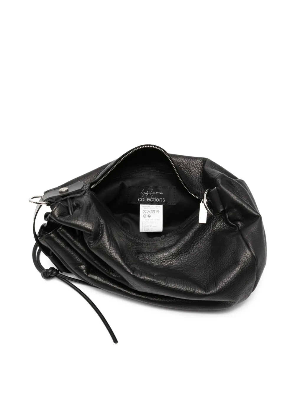 Yohji Yamamoto Shopper van bewerkt leer met trekkoord Zwart
