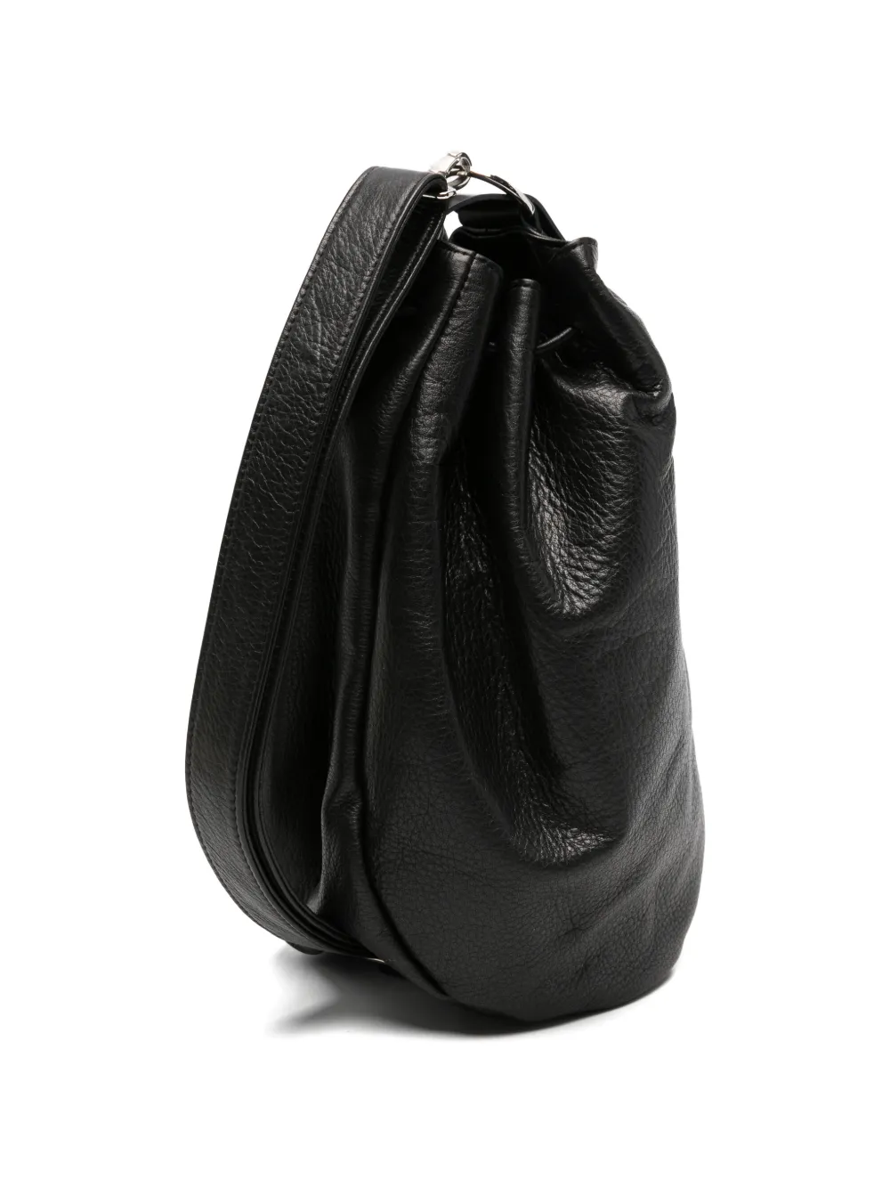 Yohji Yamamoto Shopper van bewerkt leer met trekkoord Zwart