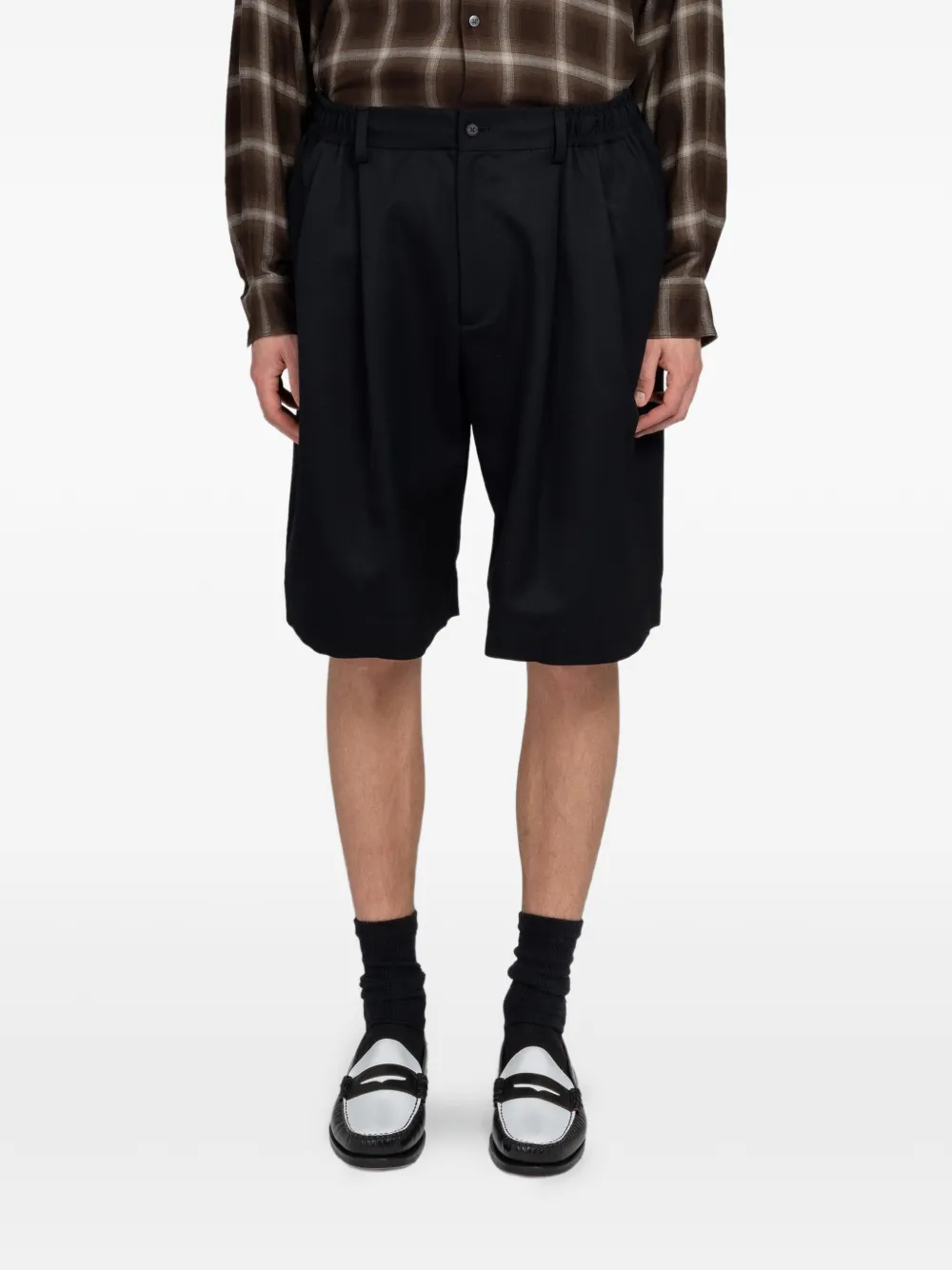 ssstein pleated wide-leg shorts - Nero