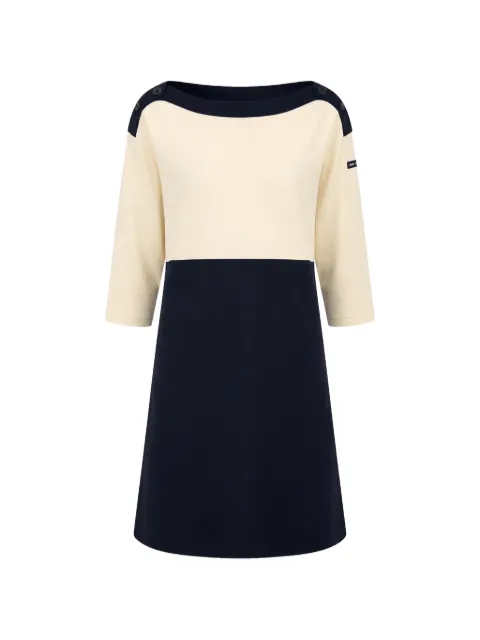 Saint James colour-block button-detail mini dress