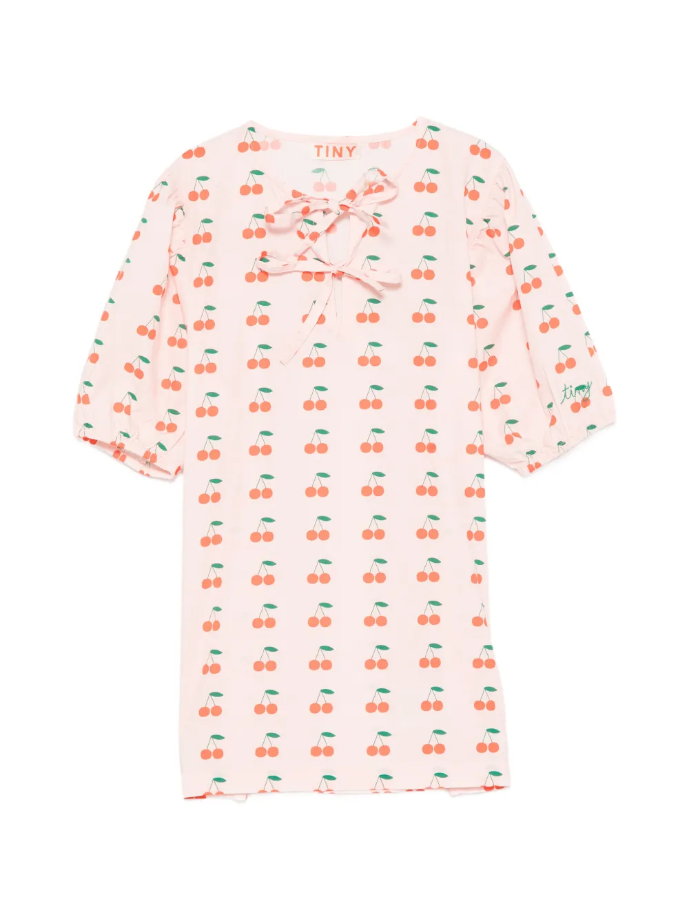 Tiny Cottons cherry-print lace-up dress - Rosa