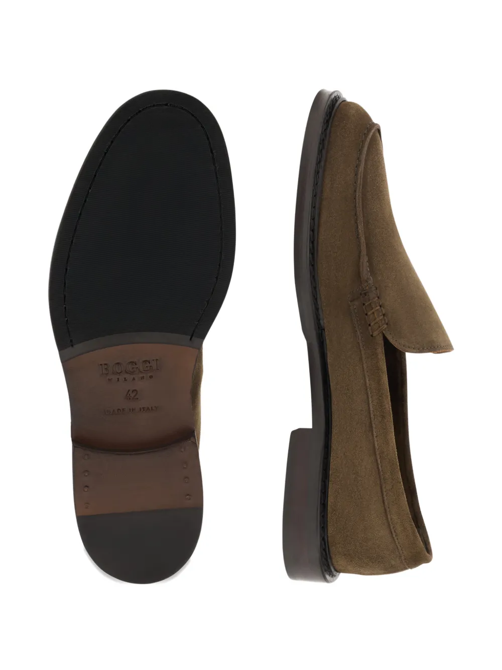 Boggi Milano suede Blake-stitched loafers Bruin