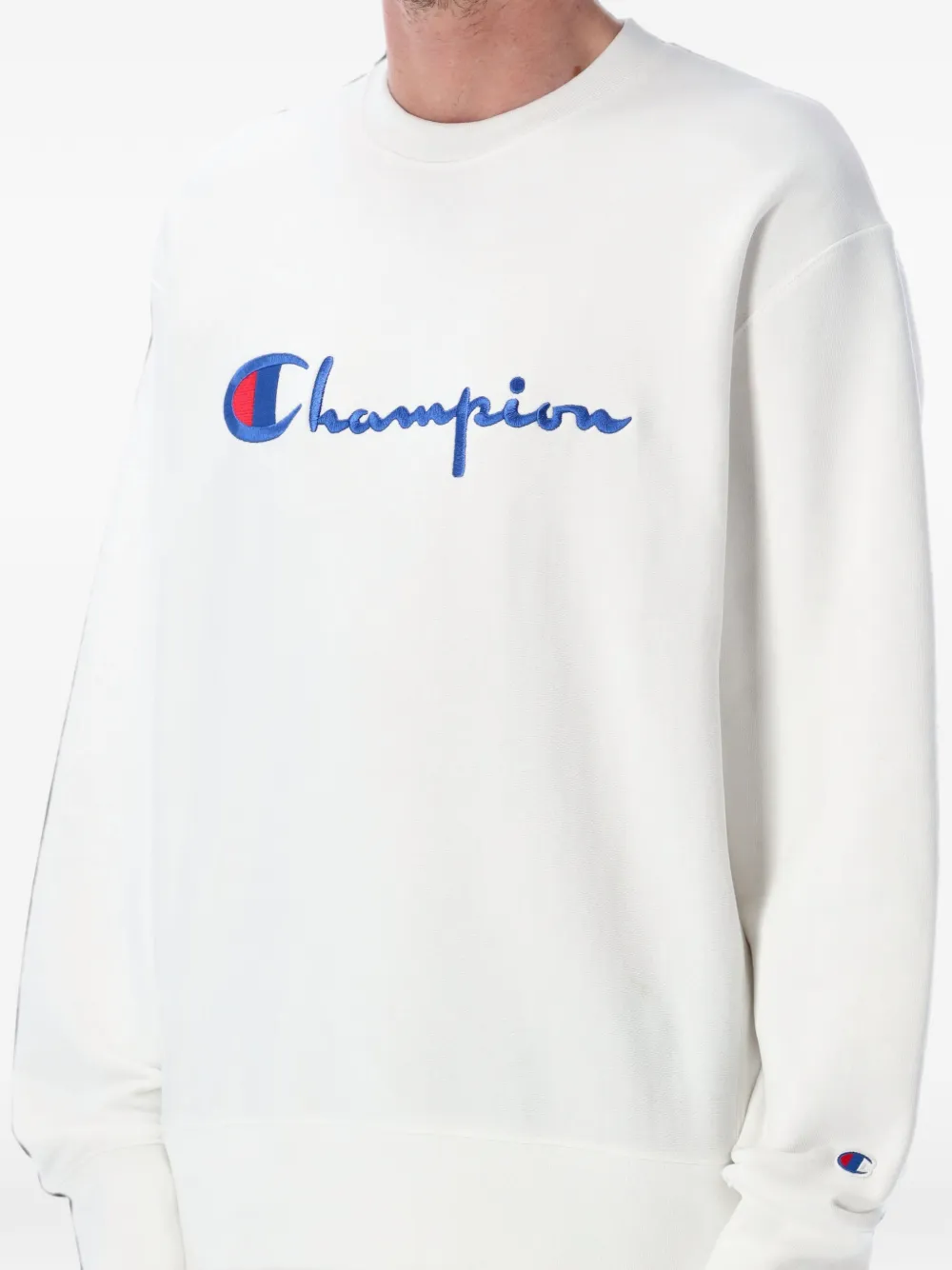 Champion logo-embroidered crew-neck sweatshirt Wit