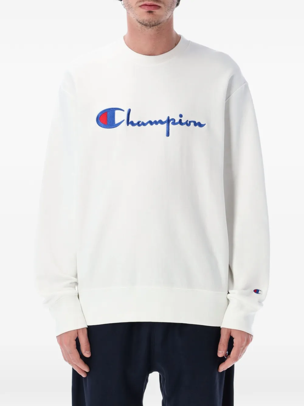 Champion logo-embroidered crew-neck sweater - Weiß