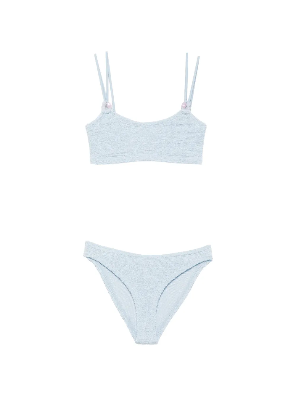 Hunza G Cassie beaded crinkle-effect bikini - Blu