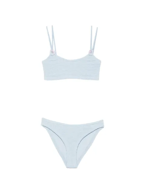 Hunza G Cassie beaded crinkle-effect bikini