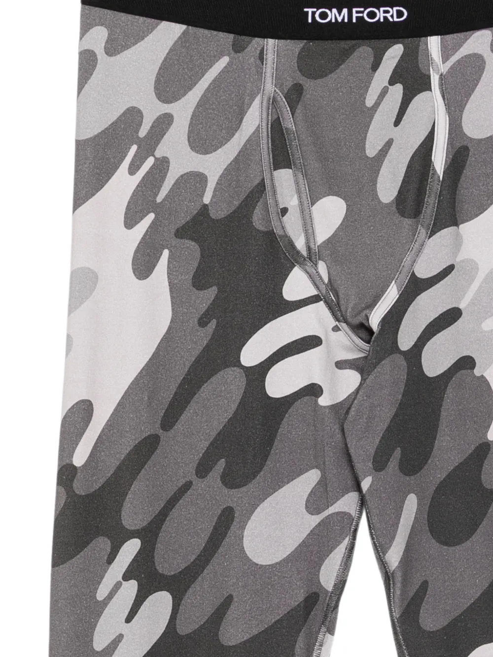 TOM FORD Lange onderbroek met camouflage-print en logoband Grijs