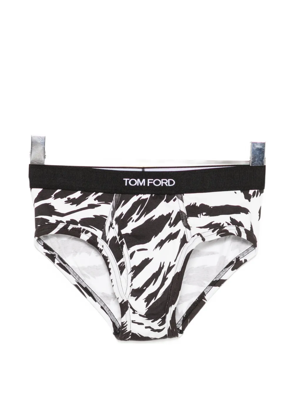 TOM FORD zebra-print logo-waistband briefs - Schwarz