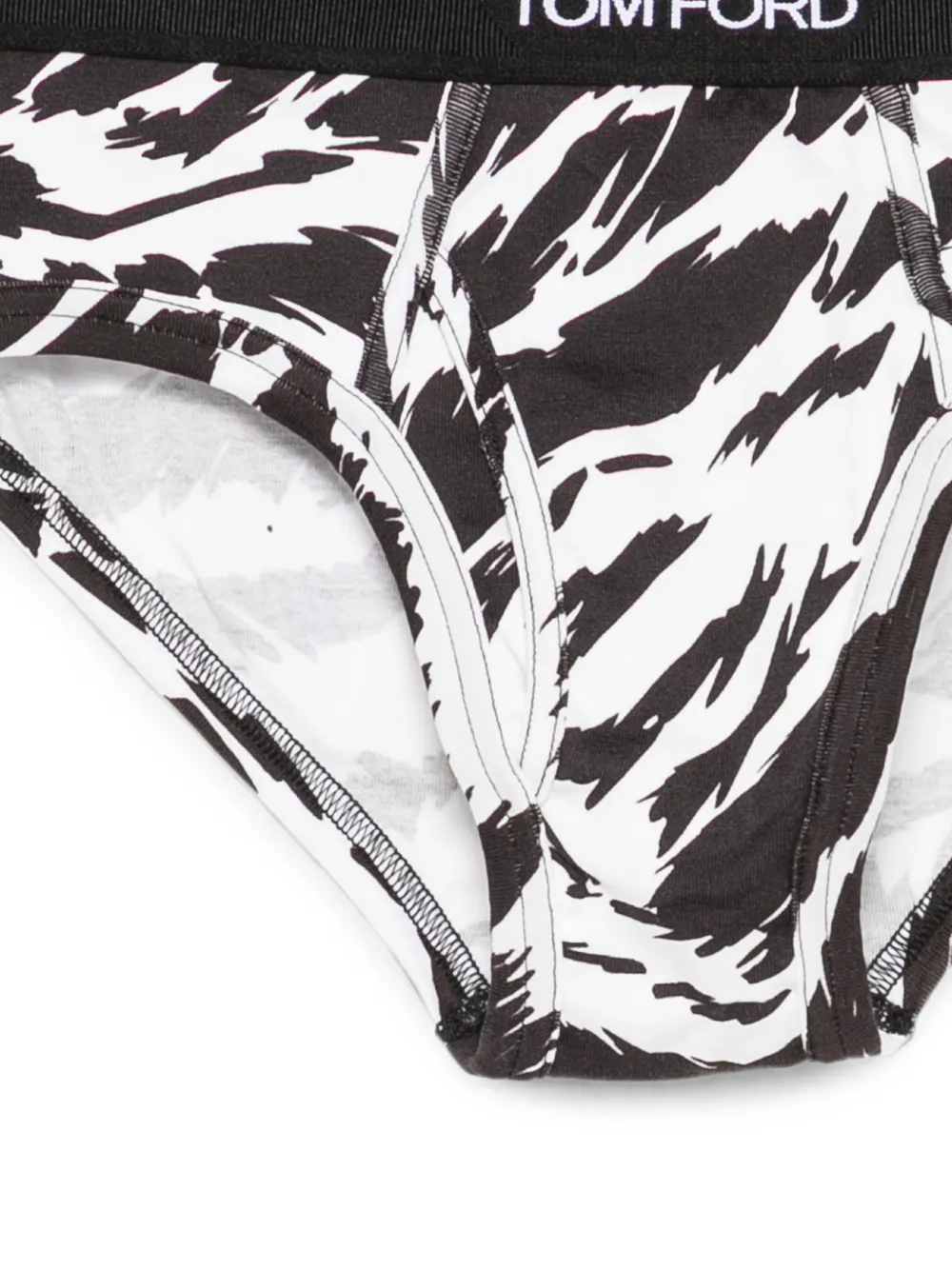 TOM FORD Slip met logoband en zebraprint Zwart