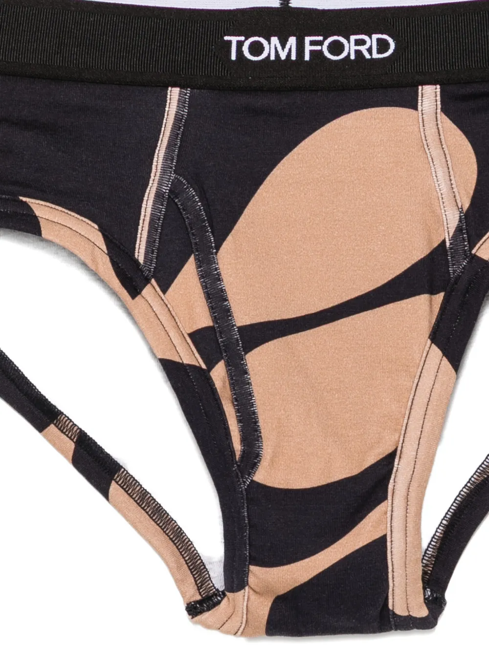 TOM FORD abstracte print slip met logoband Zwart