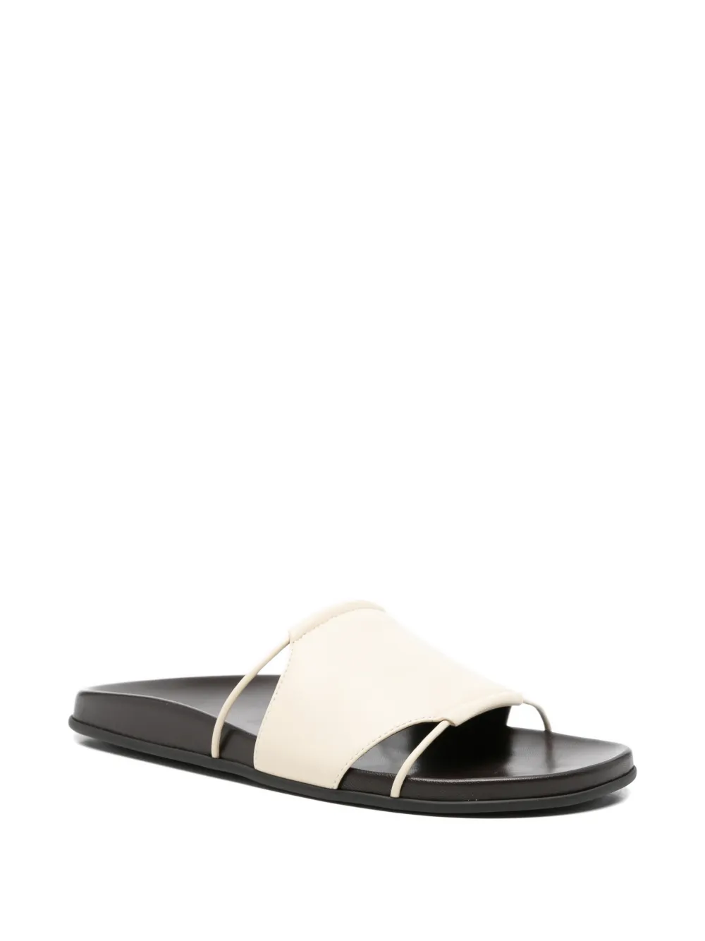 The Row leather slip-on sandals Beige